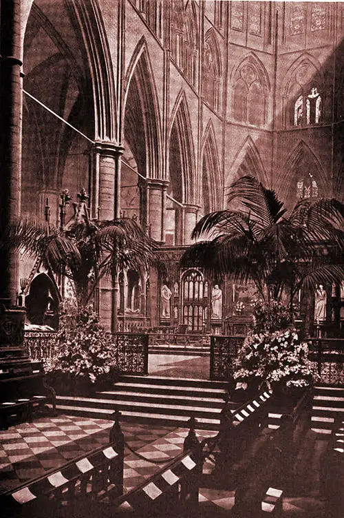 The Sacrarium, Westminster Abbey, as Decorated for the Wedding of the Earl of Crewe and Lady Peggy Primrose. Lady's Realm, June 1902.