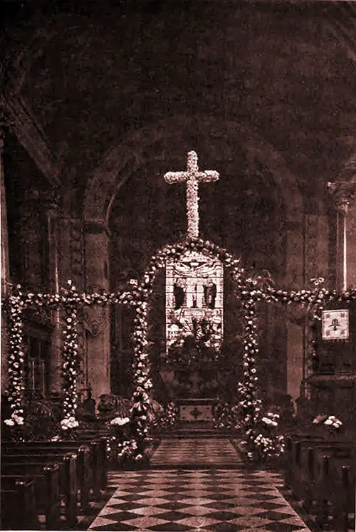St. Botolph's, Bishopsgate, as Decorated for a Recent Wedding. Lady's Realm, June 1902.