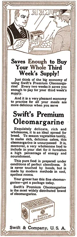 Swift's Premium Oleomargarine Advertisement, The American Food Journal, January 1920.