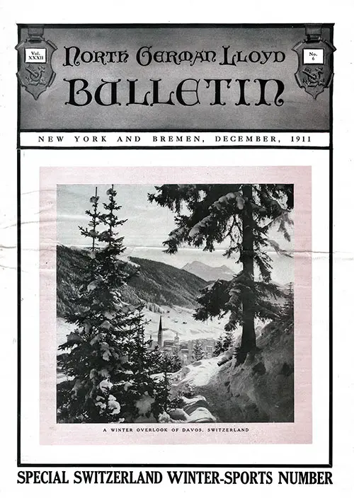 Cover Page of a North German Lloyd Bulletin, New York and Bremen, December 1911.