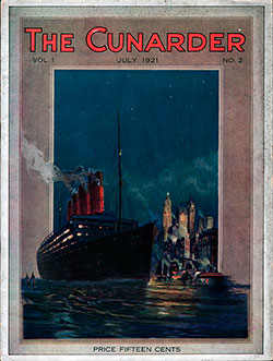 Front Cover of The Cunarder Travel Magazine for July 1921