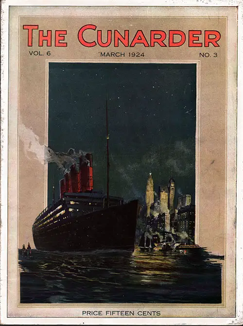 Front Cover of the March 1924 Cunarder Magazine Featuring Budapest, Hungary