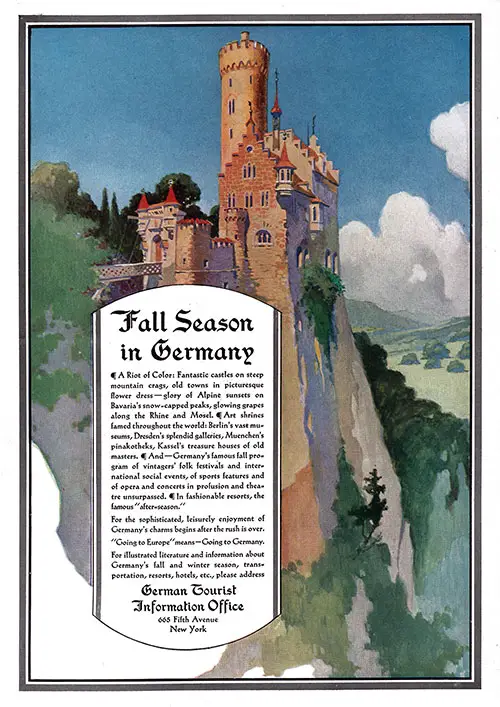 Advertisement by the German Tourist Information Office - Fall Season in Germany.