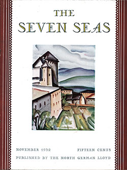 Front Cover, November 1932 Issues of The Seven Seas, Published by the North German Lloyd.