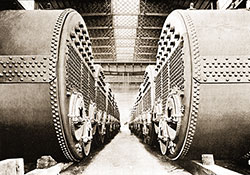 Fig. 45: Boilers Arranged in Messrs. Harland & Wolff's Works. To be Installed on the Olympic and Titanic.