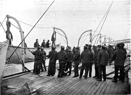 Lifeboat Drill on an Orient Ocean Liner, 1908.