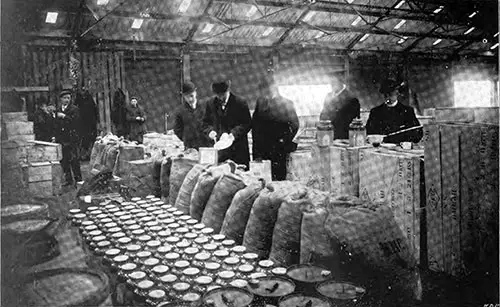 Inspecting the Ships' Provisions Before a Transatlantic Voyage circa 1908.