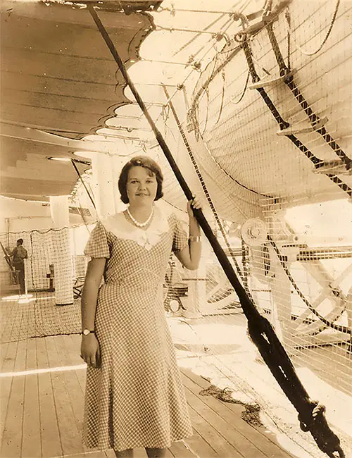 Judith Poses on the Boat Deck of the SS President Harding c1938.