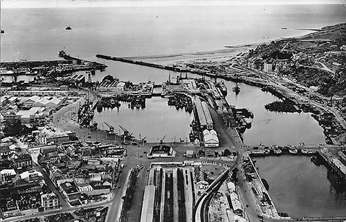 View of the Port of Boulogne-sur-Mer. Black and White Photo Postcard circa 1950.