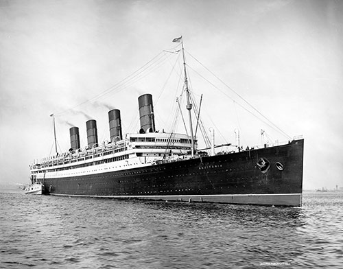 The RMS Aquitania of the Cunard Line circa 1914