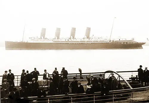 The Cunard Line RMS Mauretania 1907 viewed from the Shoreline