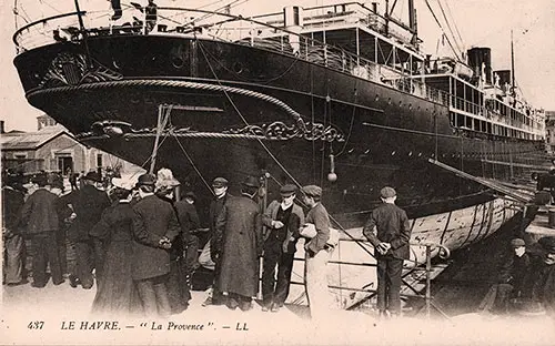 Front Side of a Picture Post Card of the SS La Provence at Le Havre. nd, circa 1910.