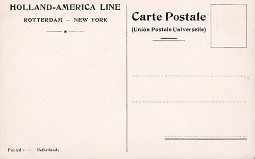 Back Side of Picture Postcard of the Holland-America Line TSS Statedam (1929).