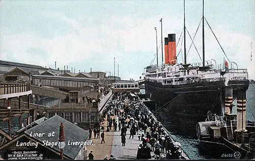 Cunarder Now Boarding at the Landing Stage