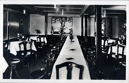 Front Side of Vintage Postcard is a Photograph of the Third Class Ladies Lounge on the SS Berlin of the Nordeutscher Lloyd, 1908.