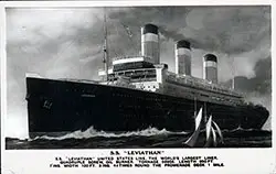Vintage Postcard of the SS Leviathan of the United States Lines, The World's Largest Liner.