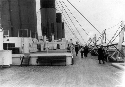 View of the Boat Deck on the Titanic on the Starboard Side.