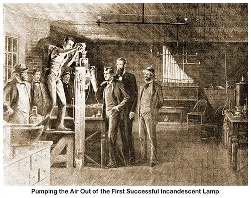 Pumping the Air Out of the First Successful Incandescent Lamp.