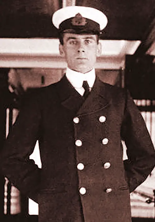 RMS Titanic's Fourth Officer, Joseph Grove Boxhall in Dress Uniform. nd, circa 1910.