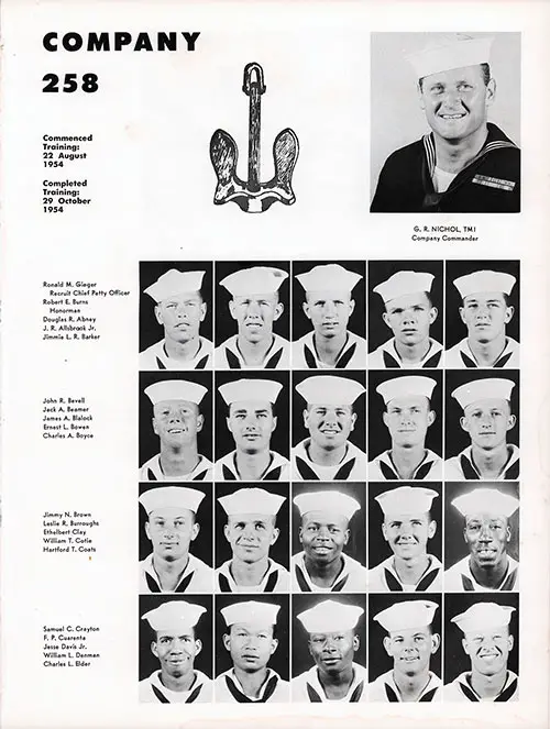 Company 54-258 San Diego NTC Recruits, Page 1.