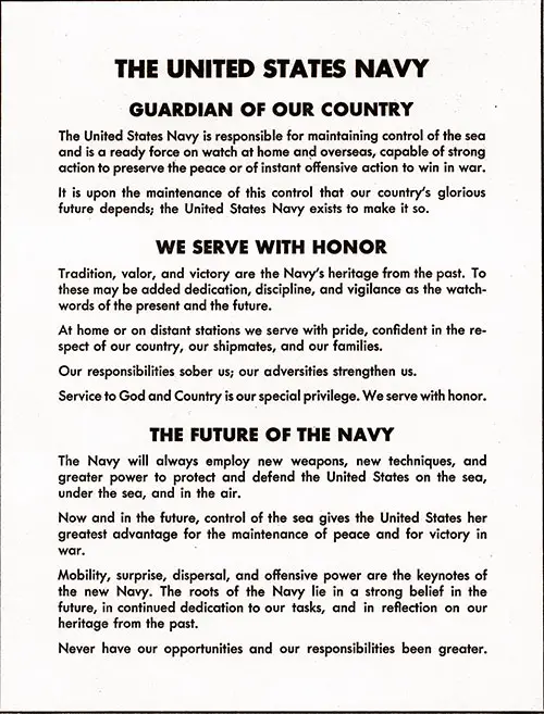 The US Navy: Guardian of Our Country, We Serve with Honor, The Future of the Navy