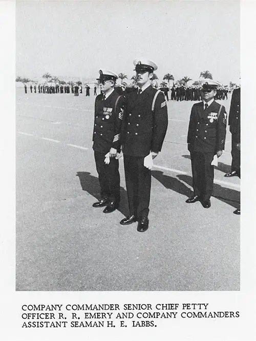 Company 77-052 San Diego NTC Company Commander Sr. CPO R. R. Emery and Company Commanders Assistant Seaman H. E. Iabbs.