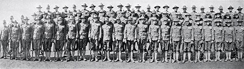 Left Half of Group Panoramic Photo of the Cadets of the First Infantry Company, Third Officers Training Camp, Camp Devens, 1918.