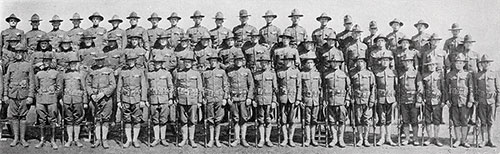Right Half of Group Panoramic Photo of the Cadets of the Second Infantry Company, Third Officers Training Camp, Camp Devens, 1918. 
