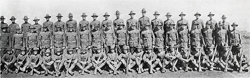 Right Half of Group Panoramic Photo of the Cadets of the Fourth Infantry Company, Third Officers Training Camp, Camp Devens, 1918.
