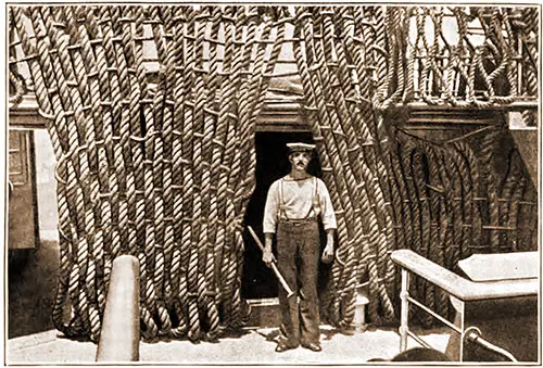 Rope Protection on the Transport Ship Carmania as a Precaution against Shell Splinters.