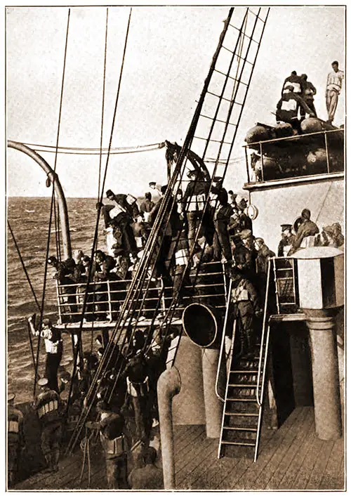 The scene on Board after the Torpedoing of the Transport Ship Ivernia.