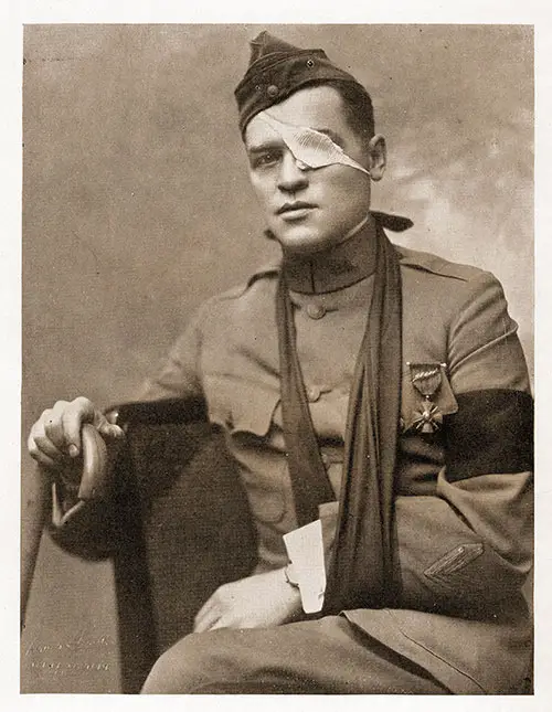 Portrait Photo of Floyd Gibbons after He Was Injured during the Rescue of an American Officer under Heavy Machine Gun Fire, 5 June 1918.