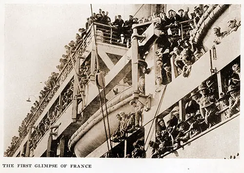 Soldiers on a Transport Ship Get Their First Glimpse of France.
