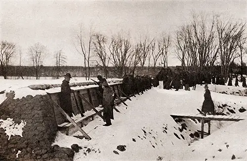 Men from the 304th Infantry at the Firing Range at Camp Devens.