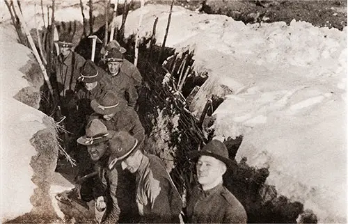 The Picture Shows Some Men of the 303d Infantry in a Communication Trench.