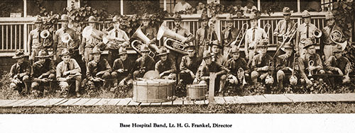 Members of the Base Hospital Band, Lt. H. G. Frenkel, Director. Camp Zachary Taylor Pictorial, 1928.