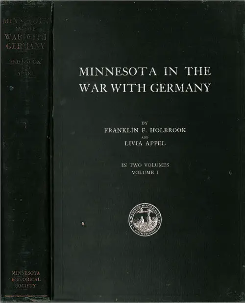 Front Cover, Minnesota in the War with Germany, Volume 1, 1928.