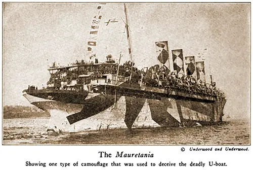 The Cunard Liner/Troop Transport Mauretania Showing One Type of Camouflage