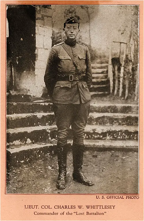 Lt. Col. Charles W. Whittlesey, Commander of the "Lost Battalion." Official Photo US Army. History and Rhymes of the Lost Battalion, 1919.