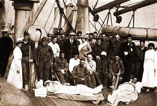 President and Mrs. Wilson among the Wounded on Deck of the SS George Washington Returning from France.