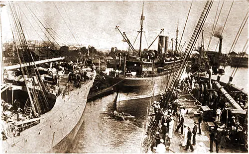 Congested Condition of St. Nazaire Harbor, the Landing Place of the First Expedition.
