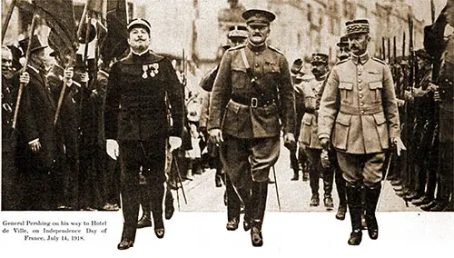 General Pershing on His Way to Hotel de Ville on the French Independence Day, 14 July 1918.