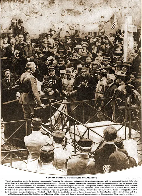 General Pershing at the Tomb of Lafayette.