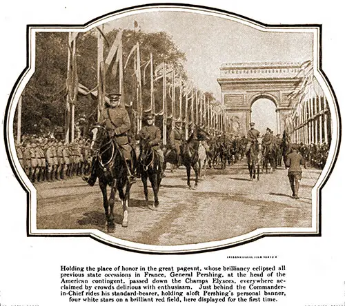 General Pershing Heading Down the Champs Elysées in Paris.