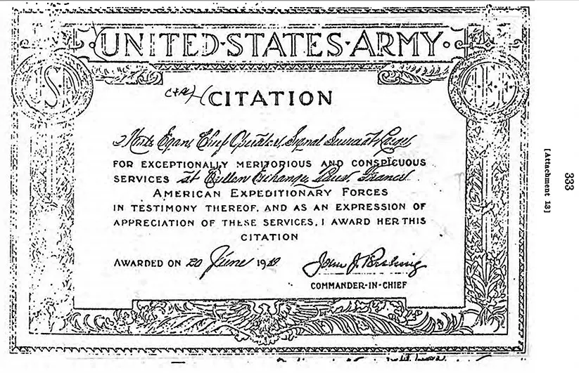 Attachment 13: United States Army Citation, Merle Egan, Chief Operator.