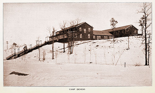 Winter View of the Large Camp Devens Hostess House Built on a Hill.