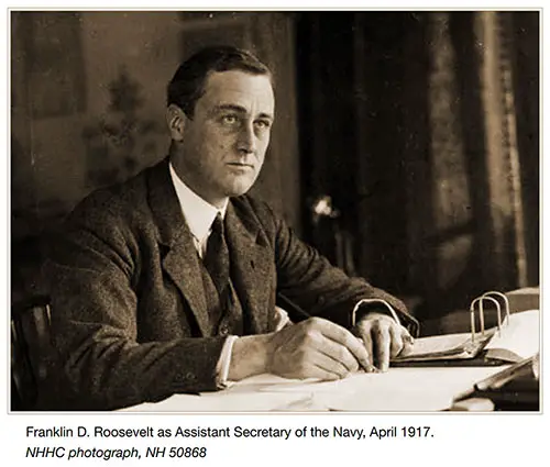 Franklin D. Roosevelt as Assistant Secretary of the Navy, April 1917.