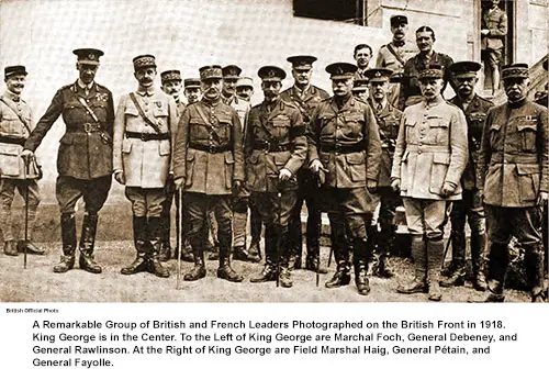 A Remarkable Group of British and French Leaders Photographed on the British Front in 1918.
