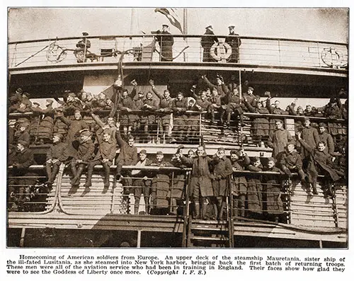 Homecoming of American Soldiers From Europe. an Upper Deck of the Steamship Mauretania.