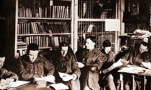 A Corner in the Library of the Canadian Soldiers’ College, Seaford, Sussex, England.